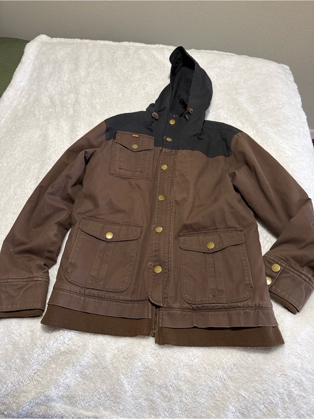 Arbor Brown Jacket with Black Hooded Yoke